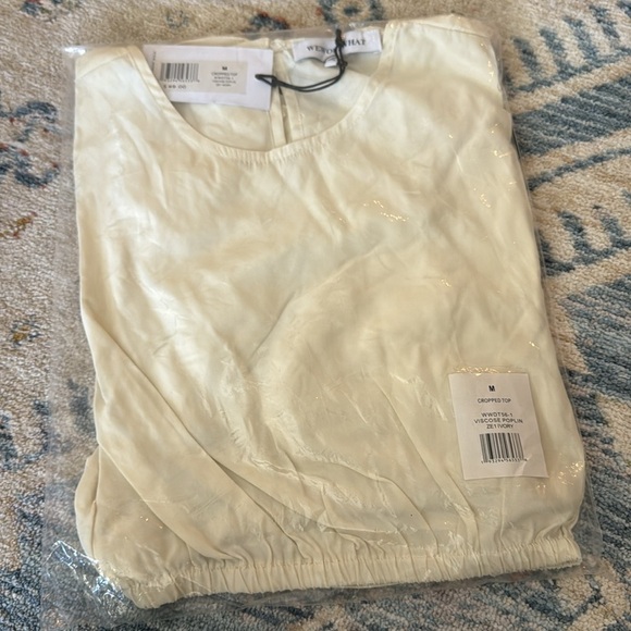 WeWoreWhat Cropped Poplin Top Size Medium, M, Ivory - Picture 7 of 8